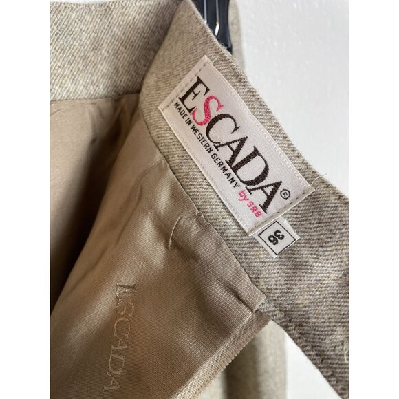 Escada Wool Vintage Midi Pencil Straight Skirt Tan Size 36 Small - Picture 6 of 7